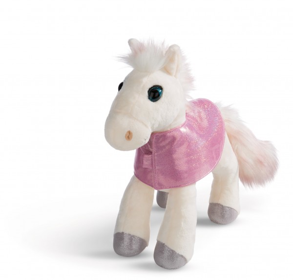 Standing cuddly toy horse White Peach with saddle cloth