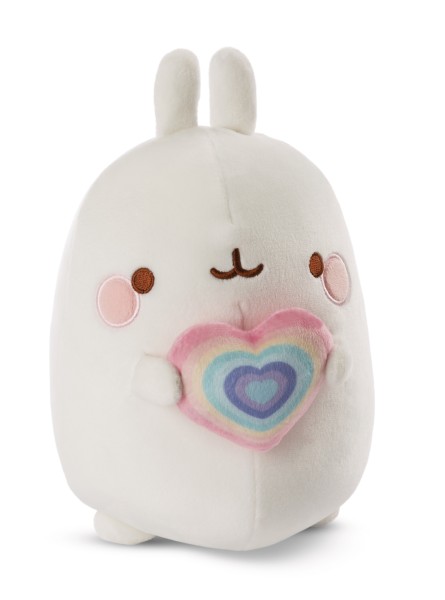 Cuddly Toy Molang 48cm with rainbow heart