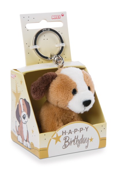 Schlüsselanhänger Hund "Happy Birthday" in Geschenkverpackung