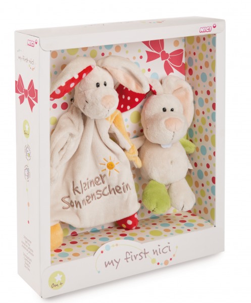 Gift set comforter and cuddly toy rabbit Tilli 'kleiner Sonnenschein'