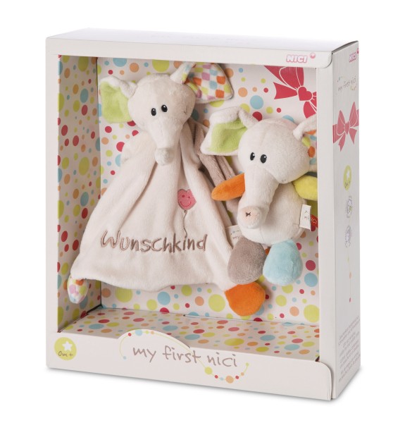 Elephant Dundi Soft Toy and Comforter in gift box