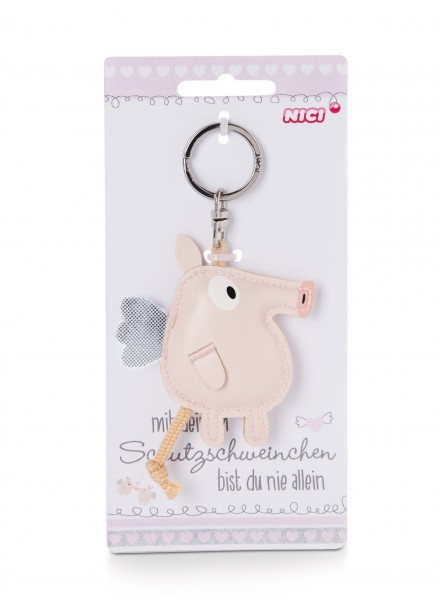 Artificial leather Key ring ''Guardian Piggy'' in Display