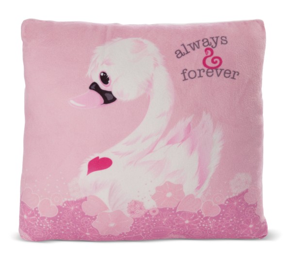 Squareshaped Cushion White Love Swan NICI GREEN