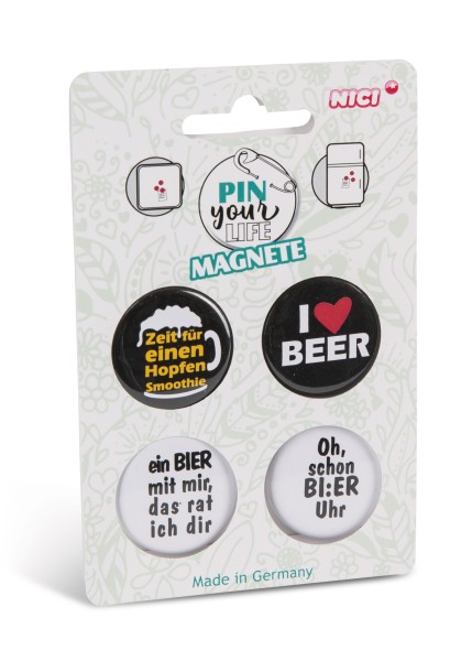 4er-Set "I love beer"-Magnete ø32mm