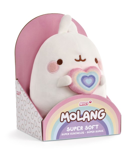 Cuddly Toy Molang 24cm with rainbow heart in gift box