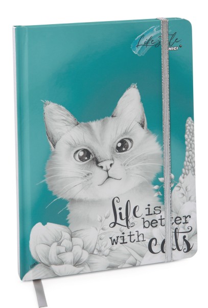 Notebook with hardcover Cat Meowlina lined