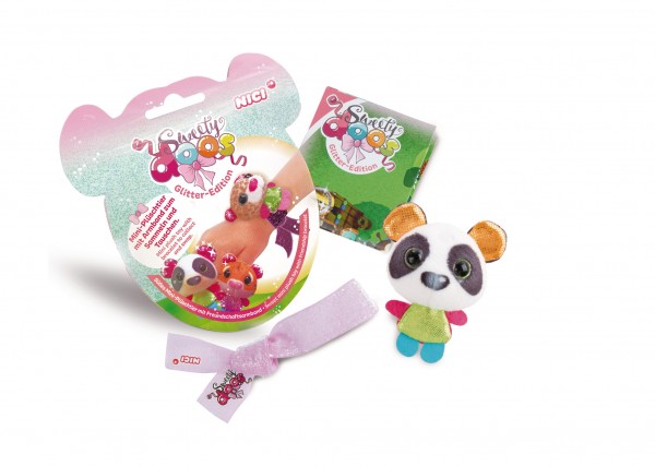 Sweetydoos Glitter Edition mini plush toys with friendship bracelet