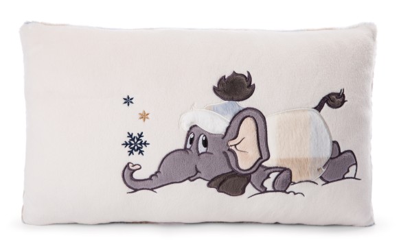 Rectangular Cushion Elephant Amadou in Snowsuit