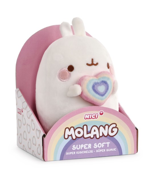 Cuddly Toy Molang 16cm with rainbow heart in gift box