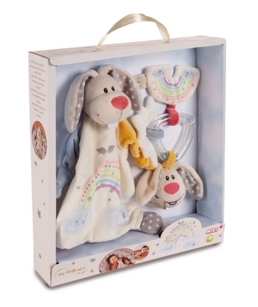 Comforter and rattle ring Guardian-Bunny in gift box