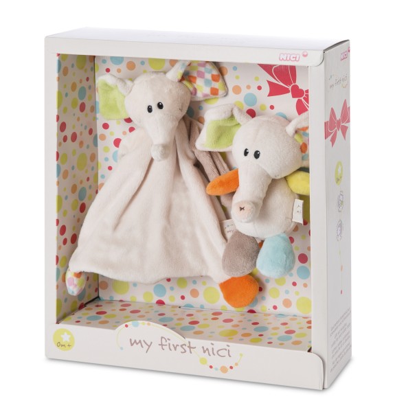 Elephant Dundi Soft Toy and Comforter in gift box