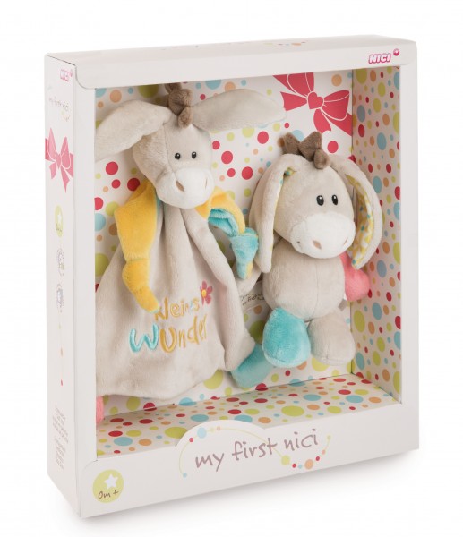 Gift set comforter and cuddly toy donkey Muli 'kleines Wander'