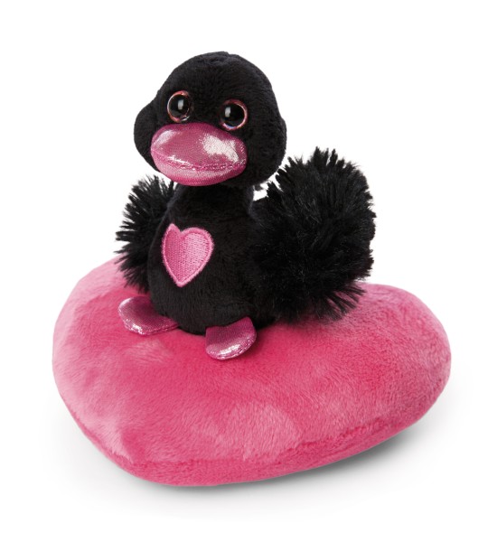 Cuddly Toy Black Love Swan on Heart NICI GREEN
