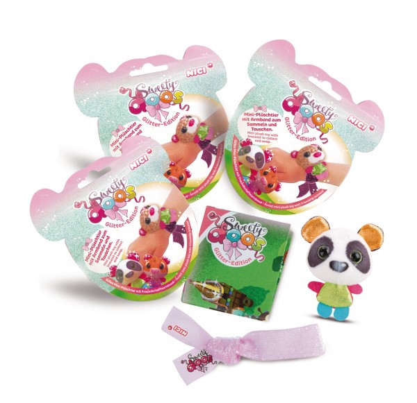3 pcs Sweetydoos mini plush toys with friendship bracelet