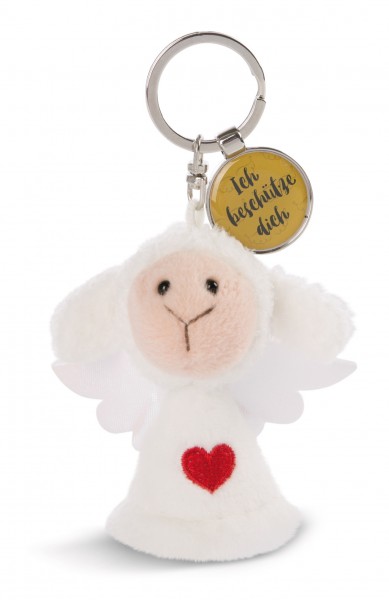 Key ring guardian angel with heart and pendant "Ich beschütze dich"