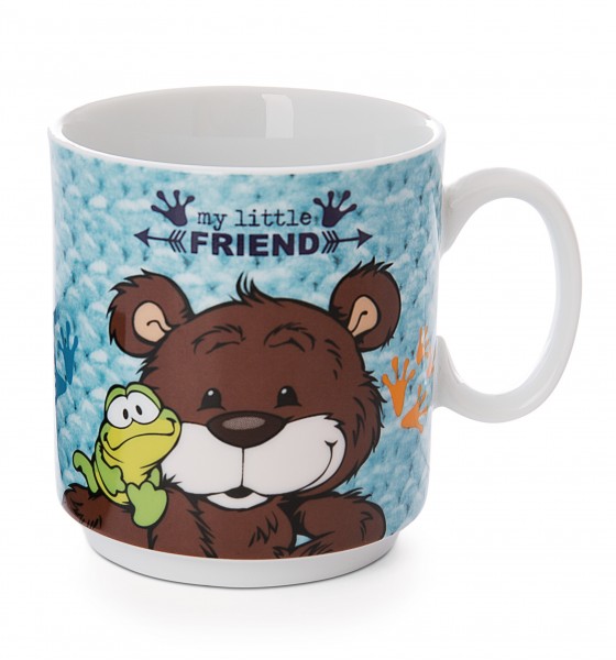 Children's mug bear and frog 7,5x7,5cm porcelain