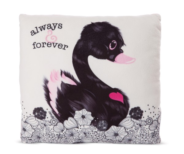 Squareshaped Cushion Black Love Swan NICI GREEN