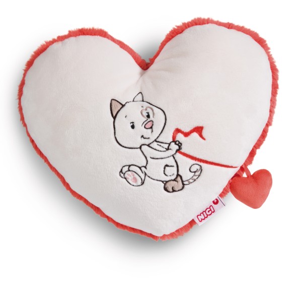 Heart-shaped Cushion Love Cat NICI GREEN
