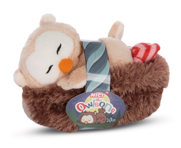 Cuddly Toy Sleeping Owl Owluna 12cm in nest